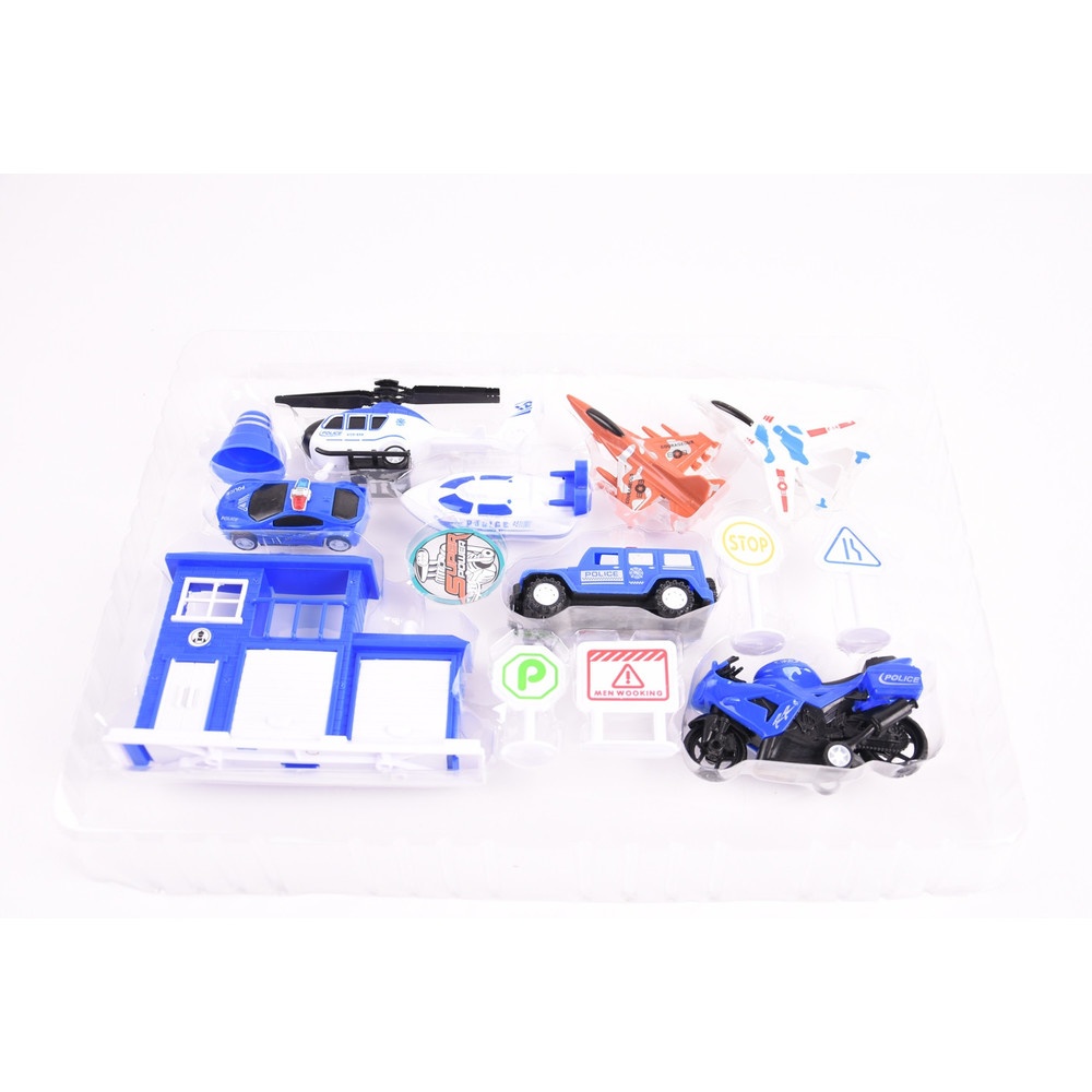 TOYS ชุดของเล่นพาหนะเซตตำรวจ บรรจุ5คัน สีน้ำเงิน#858-3A(45x6x32ซม.)