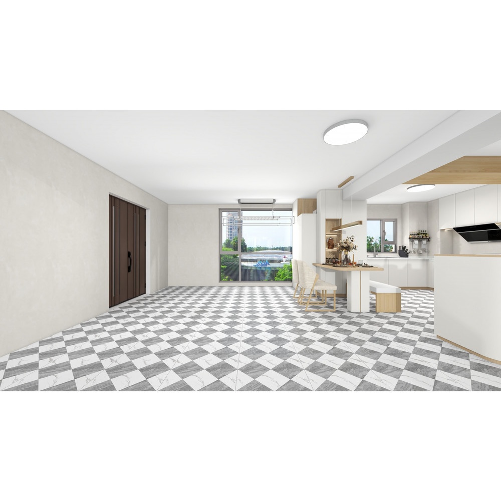 Marbella กระเบื้องเซรามิคปูพื้น 60x60 นิ้ว รุ่น ยูเรก้า ไวท์ เกรย์ MD670 ผิวด้าน (4P)