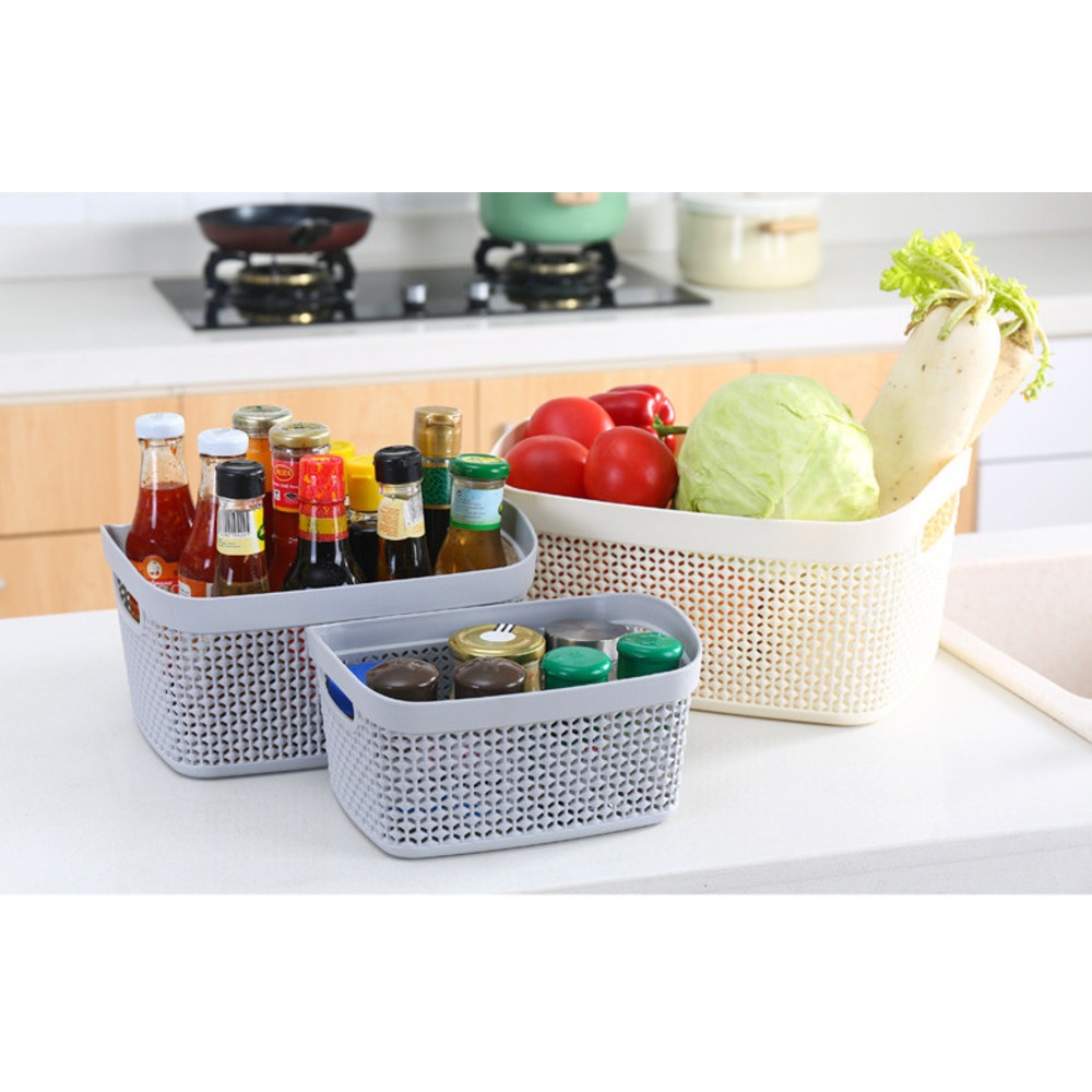 GOME ตะกร้าอเนกประสงค์ทรงเหลี่ยม รุ่น Woven 2287 ขนาด 14×18×9ซม. สีเทา