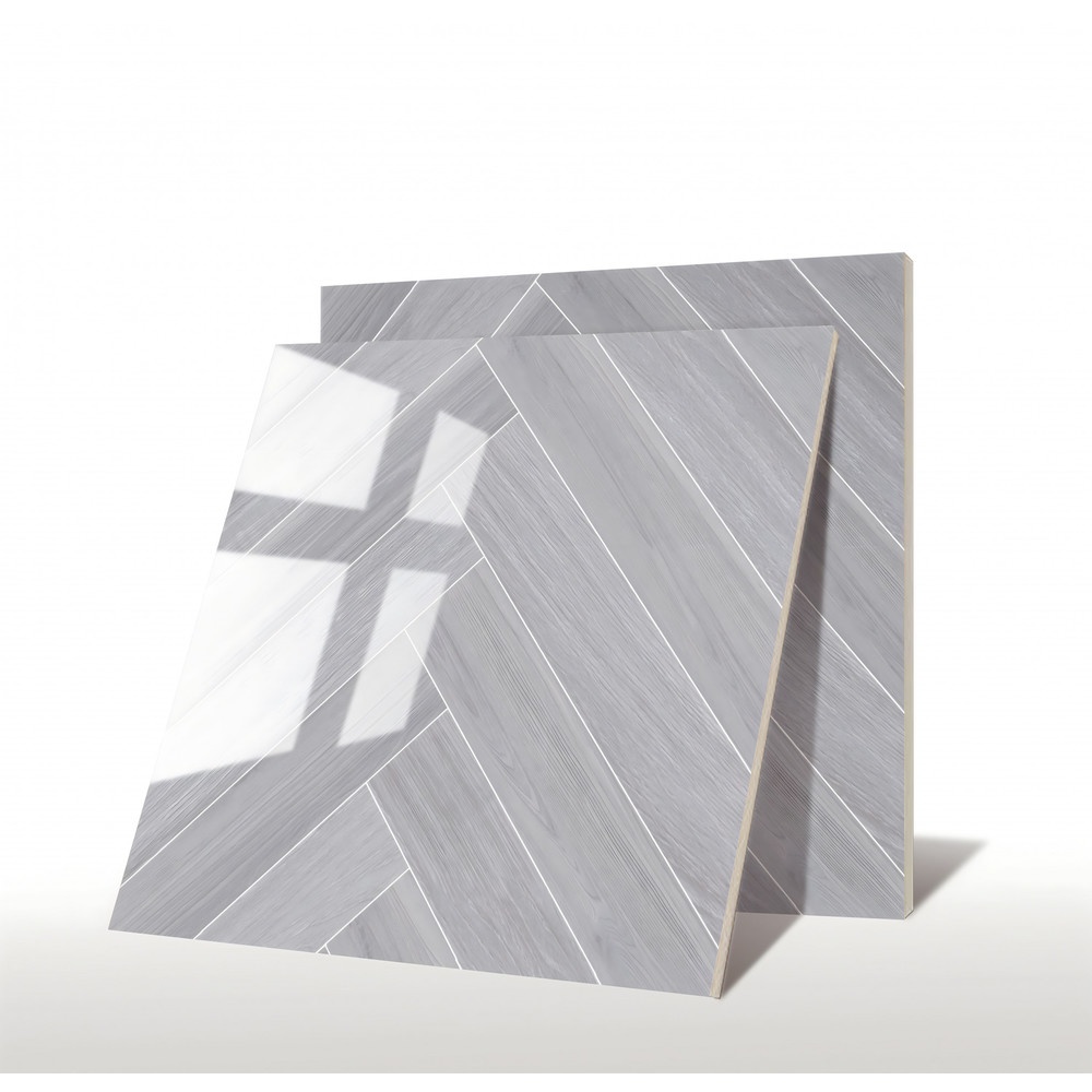 Marbella กระเบื้องพอร์ซเลน 60x60 ซม. รุ่น แฮริ่งโบน วูด เทา TSJCM304274-2306-B Gloss (4P)