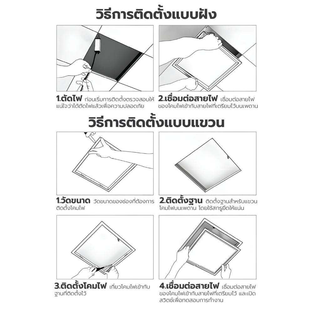 EILON โคมพาแนล LED แบบฝังฝ้า 40W ขนาด 120x30CM รุ่นTP-PN120-40DL แสงเดย์ไลท์