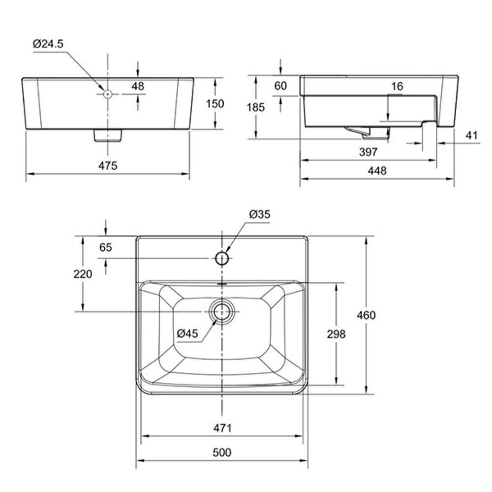 American Standard อ่างล้างหน้าฝังครึ่งเคาน์เตอร์ รุ่น อะคาเซีย อี 0519-WT