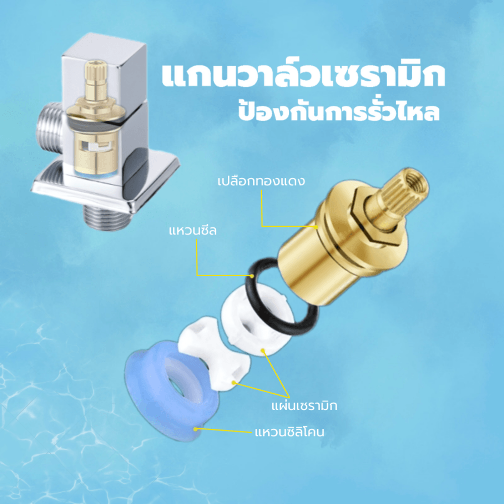 Verno สต๊อปวาล์วทองเหลือง 1 ทาง รุ่น PQS-C3SJ ขนาด 7.3x4.1x2.8 ซม. สีเงิน
