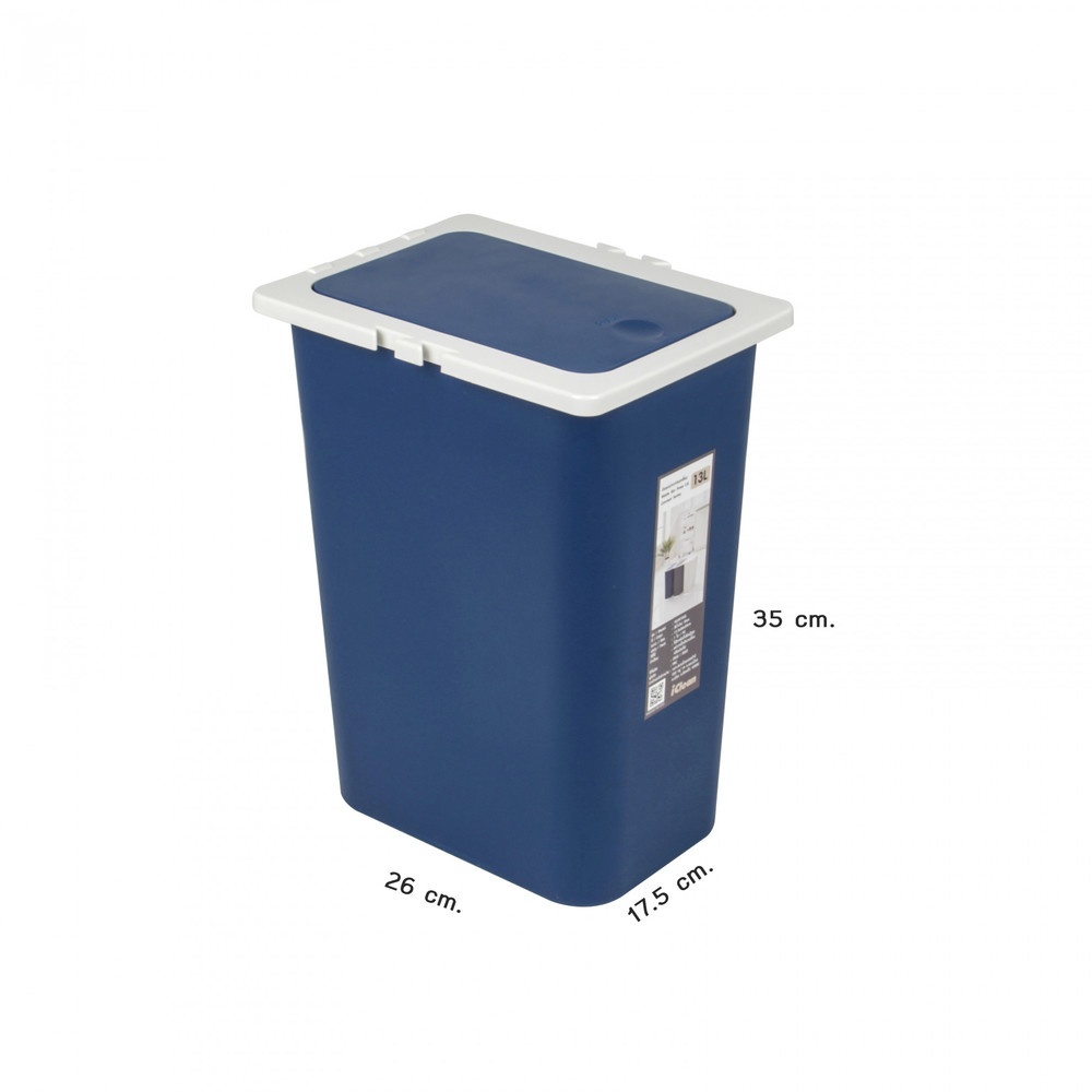 ICLEAN ถังขยะฝากดทรงเหลี่ยม 13 ลิตร รุ่น CONNEXT TG59726B ขนาด 26x17.5x35 ซม. สีน้ำเงิน