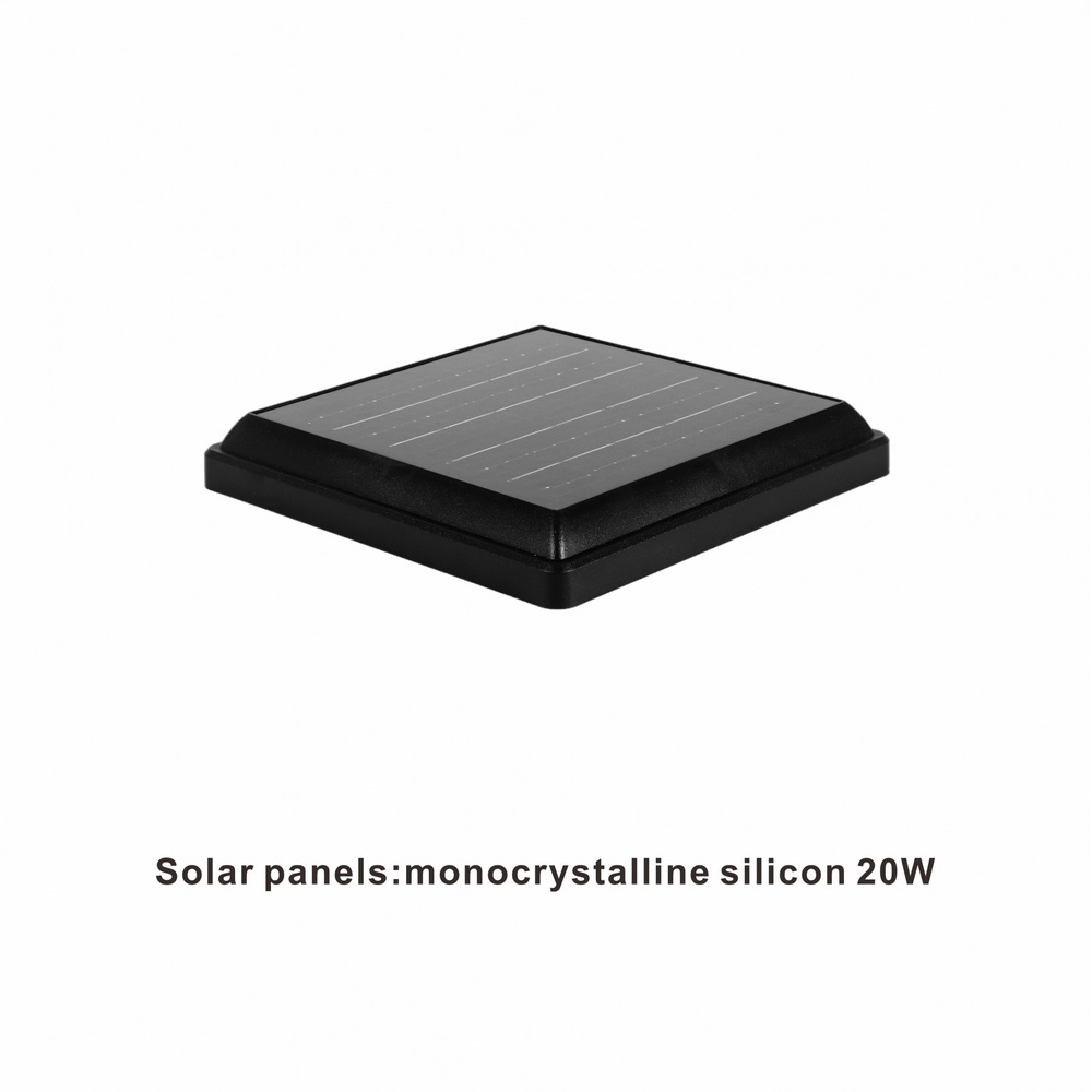 EILON โคมไฟหัวเสาโซลาร์เซลล์ Clara_S 20W ปรับไฟได้ 3 สี พร้อมรีโมทคอลโทรล รุ่น ETZT-DF225-FZW สีดำ