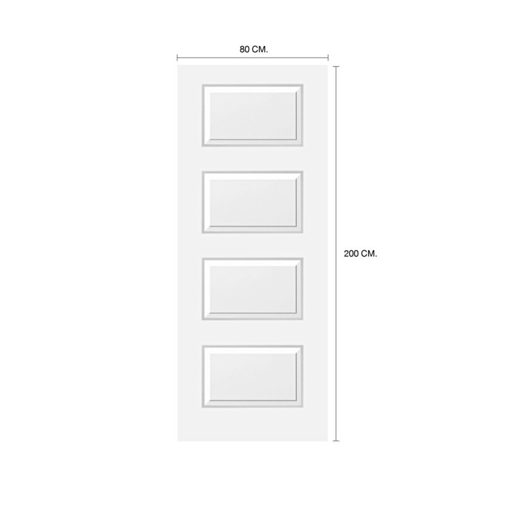 HOLZTUR ประตู HDF 4ลูกฟัก รุ่น 404 ขนาด 80x200 ซม. สีรองพื้นขาว (ไม่เจาะรูลูกบิด)