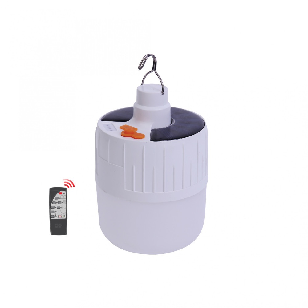 HI-TEK หลอดไฟ LED โซล่าร์เซลล์ 30W หรี่แสงได้ พร้อมรีโมท แสงขาว