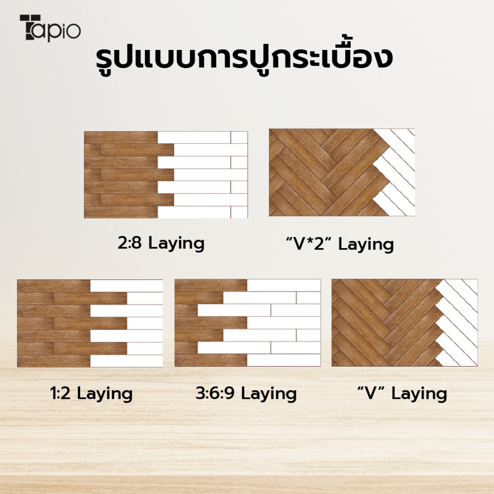 Tapio กระเบื้องยาง Dryback 184.2x1219.2x2mm รุ่น 2PBJ009 สีไม้บราว วูด (20แผ่น/4.499 ตร.ม.) A.