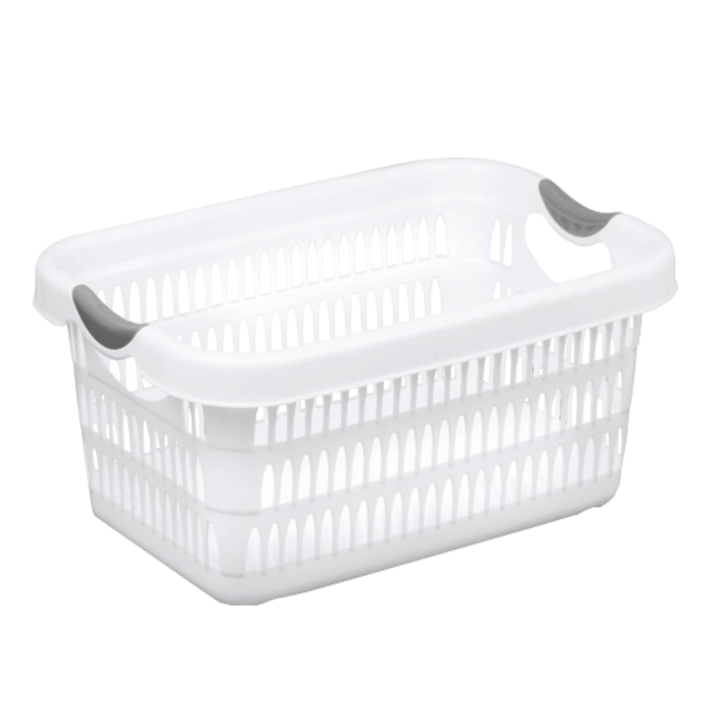 SAKU ตะกร้าผ้าพลาสติกมีหู 28ลิตร ขนาด 48x35x21ซม. รุ่น TG54242 สีขาว