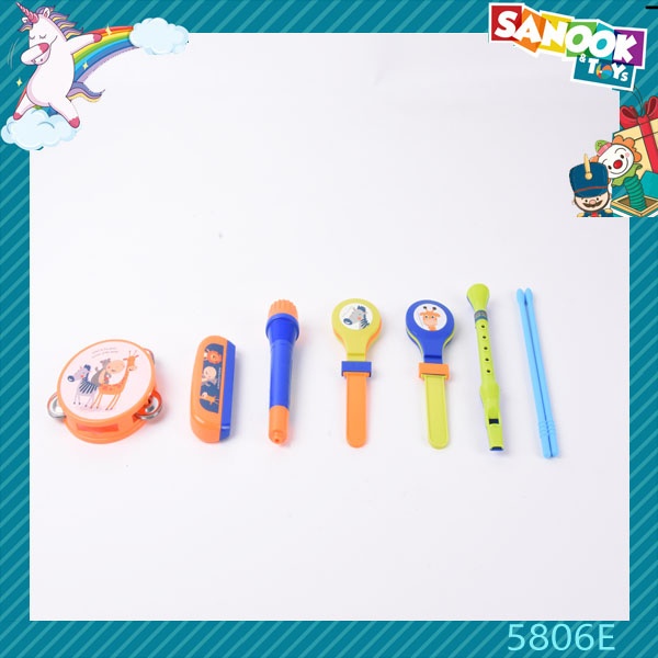TOYS ของเล่นชุดเซตกลองพร้อมอุปกรณ์ดนตรี 7 ชิ้น#5806E ขนาด 28x12x26 ซม.