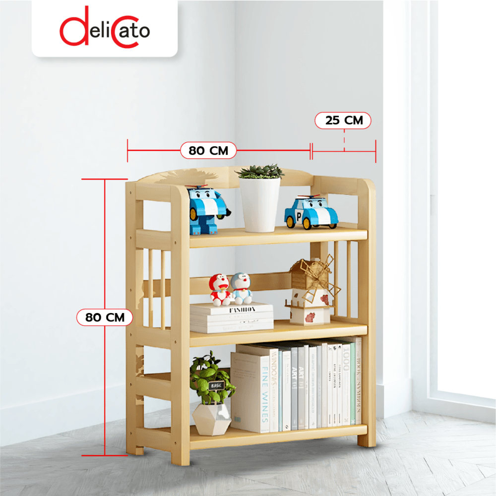 DELICATO ชั้นวางของไม้สน 3 ชั้น รุ่น PINE03 ขนาด 25x80x80 ซม. สีไม้