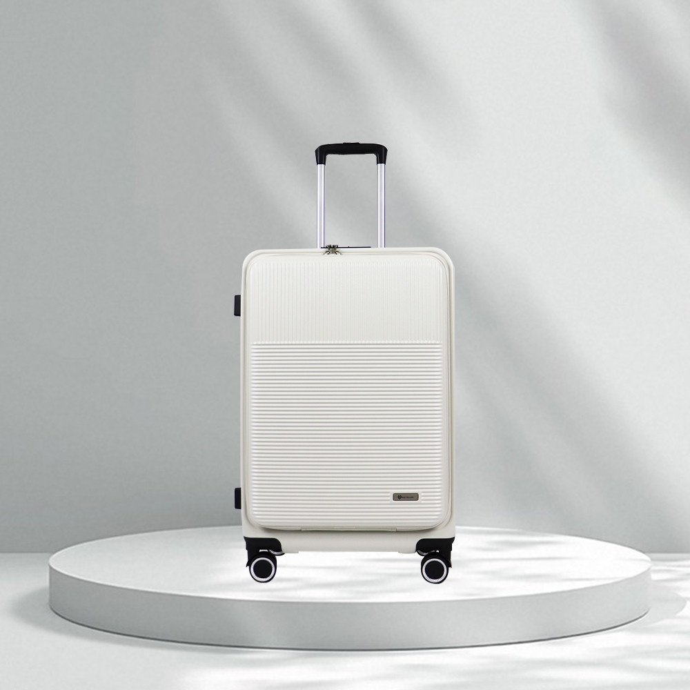 WETZLARS กระเป๋าเดินทาง ขนาด 24 นิ้ว พร้อมช่องใส่ของด้านหน้า รุ่น Spring-02 ขนาด 25x42x60 ซม. สีขาวไวท์พีทอล