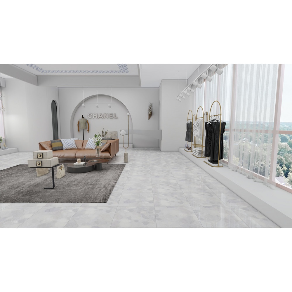 Marbella กระเบื้องพอร์ซเลนปูพื้น 60x60 ซม. รุ่น เมขลา ไวท์ คลาสสิก XD6200 ผิวเงา (4P)