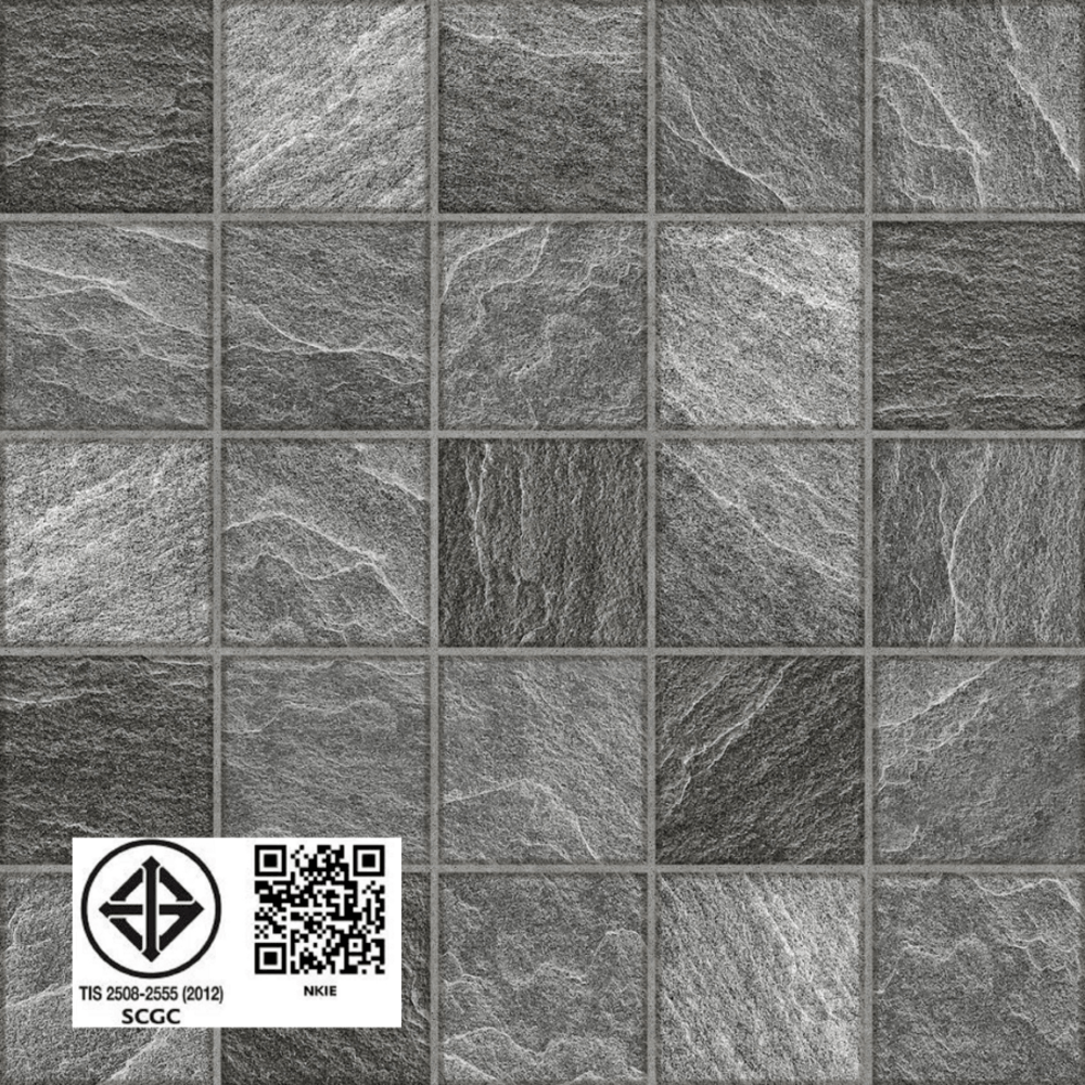 Marbella กระเบื้องเซรามิคปูพื้น 40X40 ซม. รุ่น ริ้วจัตุรัส เทา Matt (6P)