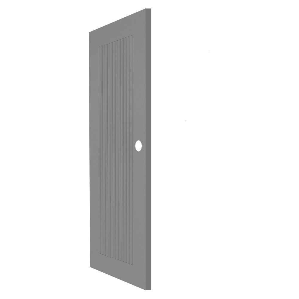 WELLINGTAN ประตู uPVC ภายนอก แว๊คร่อง ผิว Revo รุ่น WJR006 ขนาด 80x200 ซม. สีเทา (เจาะรูลูกบิด)