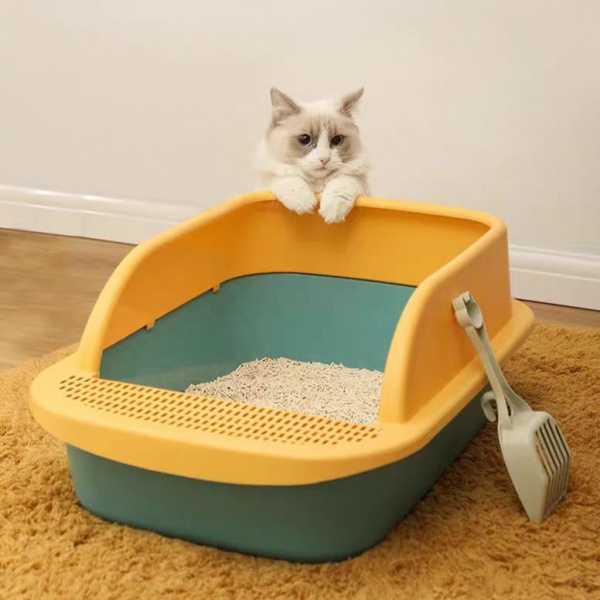 DUDUPETS กะบะทรายแมวพร้อมที่ตักทราย (XL) 40.5x60x23ซม. รุ่น LAMAI