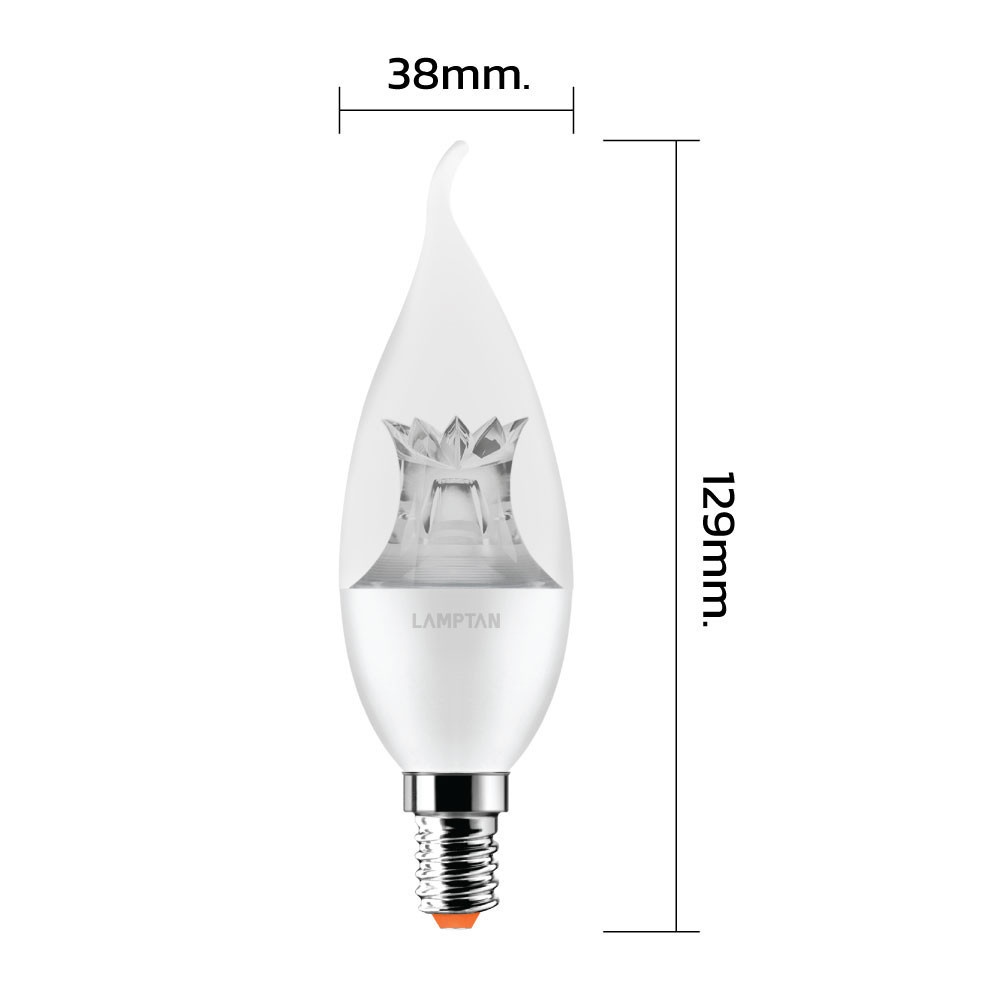 LAMPTAN หลอดเปลวเทียน แอลอีดี ขั้วE14 4W แสงวอร์มไลท์