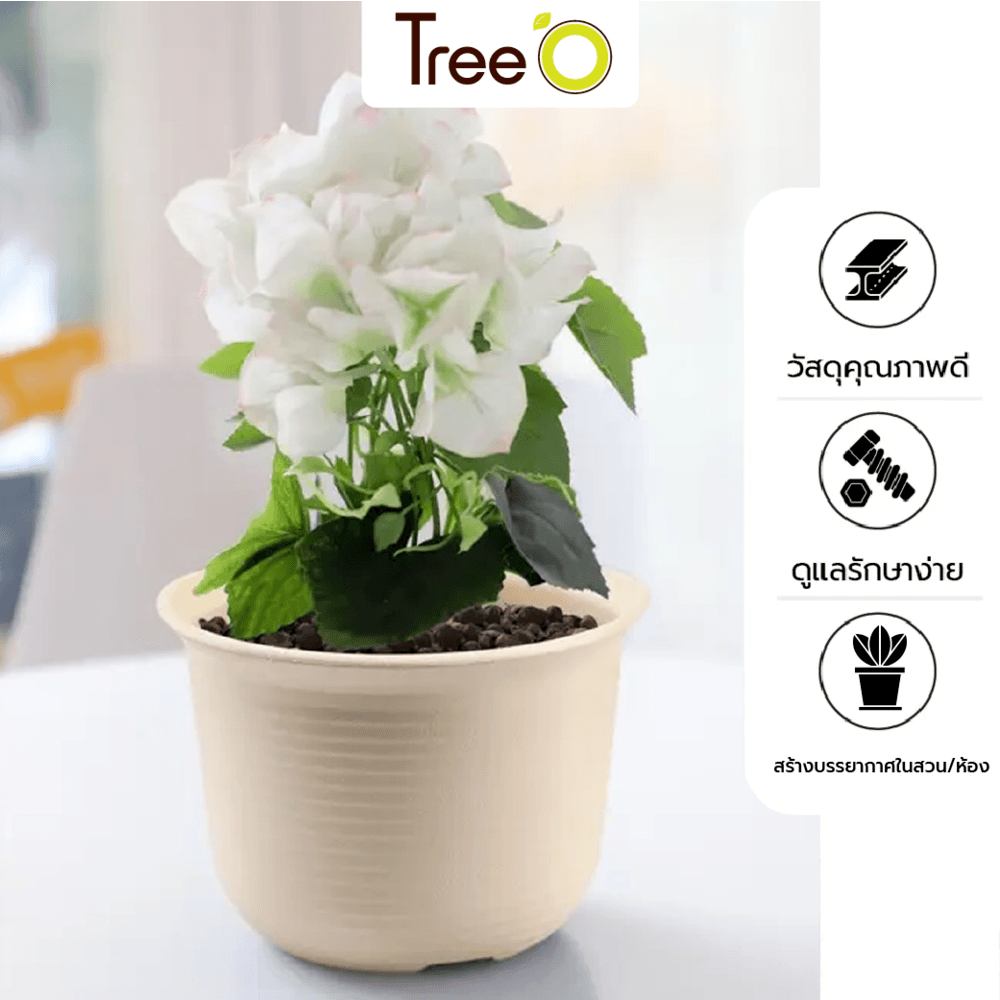 Tree’O กระถางต้นไม้ทรงกลม รุ่น 6PY002-BE ขนาด19X13ซม. (8นิ้ว) สีน้ำตาลอ่อน