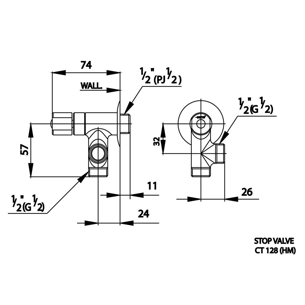 Cotto วาล์วเปิด-ปิดน้ำ รุ่น CT128(HM) ขนาด