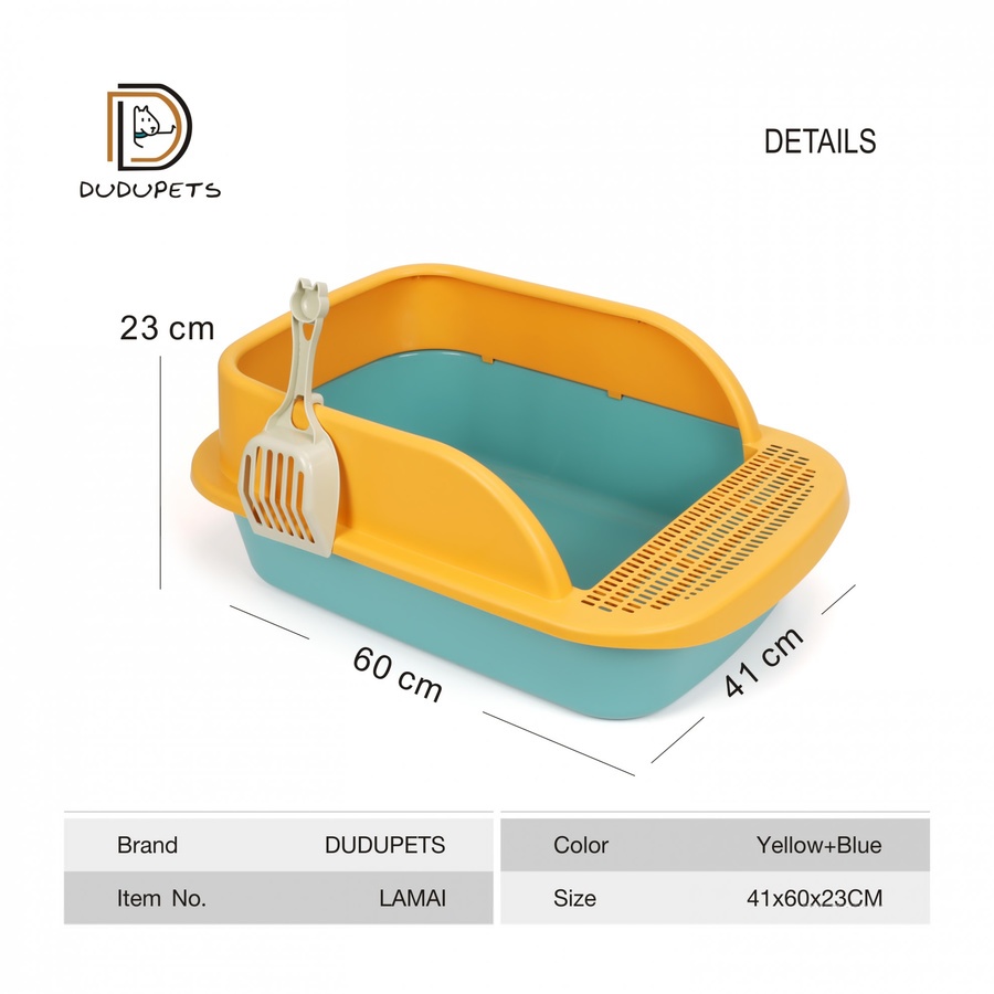 DUDUPETS กะบะทรายแมวพร้อมที่ตักทราย (XL) 40.5x60x23ซม. รุ่น LAMAI