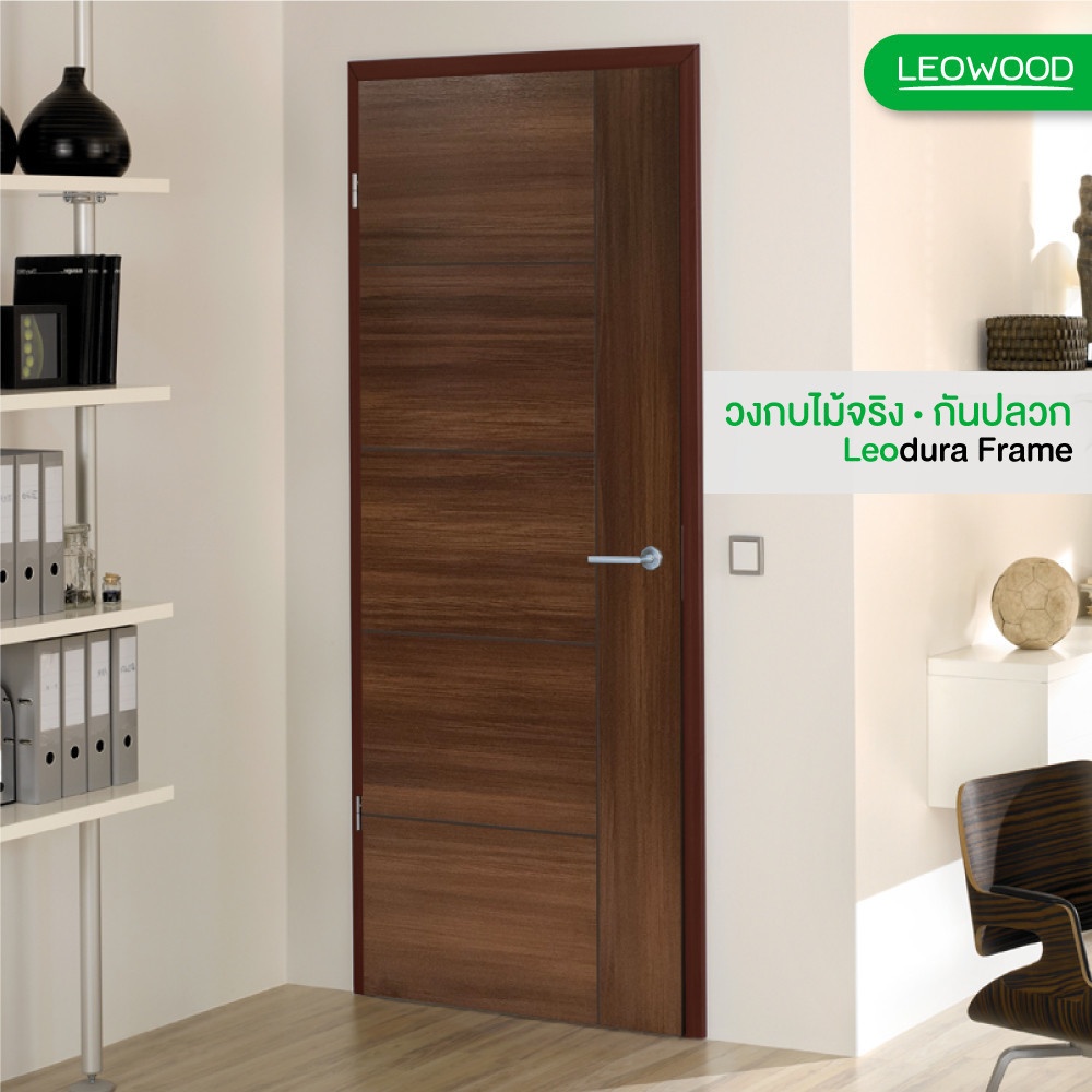 LWD วงกบ ไม้จริงกันปลวก (FJL) LeoFrame Dura ย้อมสีมะค่า ขนาด (40/90)มม.x70x200 ซม.