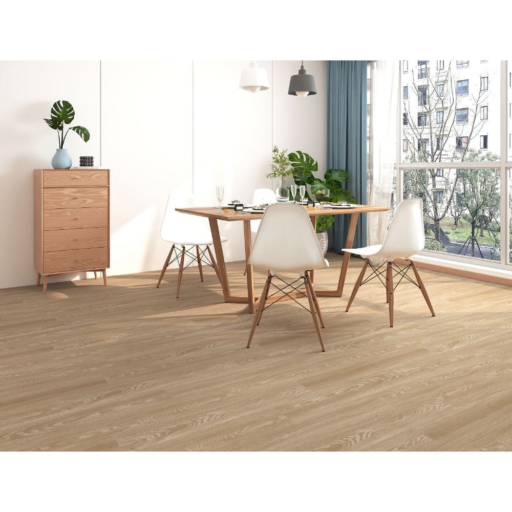 Tapio กระเบื้องยางหลังกาว 152.4x914.4x2มม. รุ่น2PBJ003 Light Oak สีน้ำตาลอ่อน (16แผ่น/2.23ตร.ม.) A.