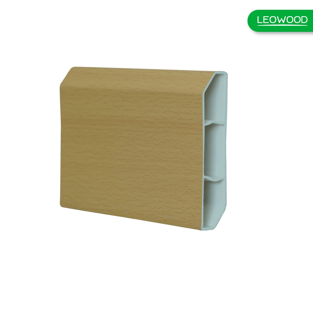 LEOWOOD บัวพื้นไม้พลาสติกพีวีซี ปิดผิวPVC -NATURAL BEECH (BEECH อ่อน 022-5) ขนาด 20x90x2000