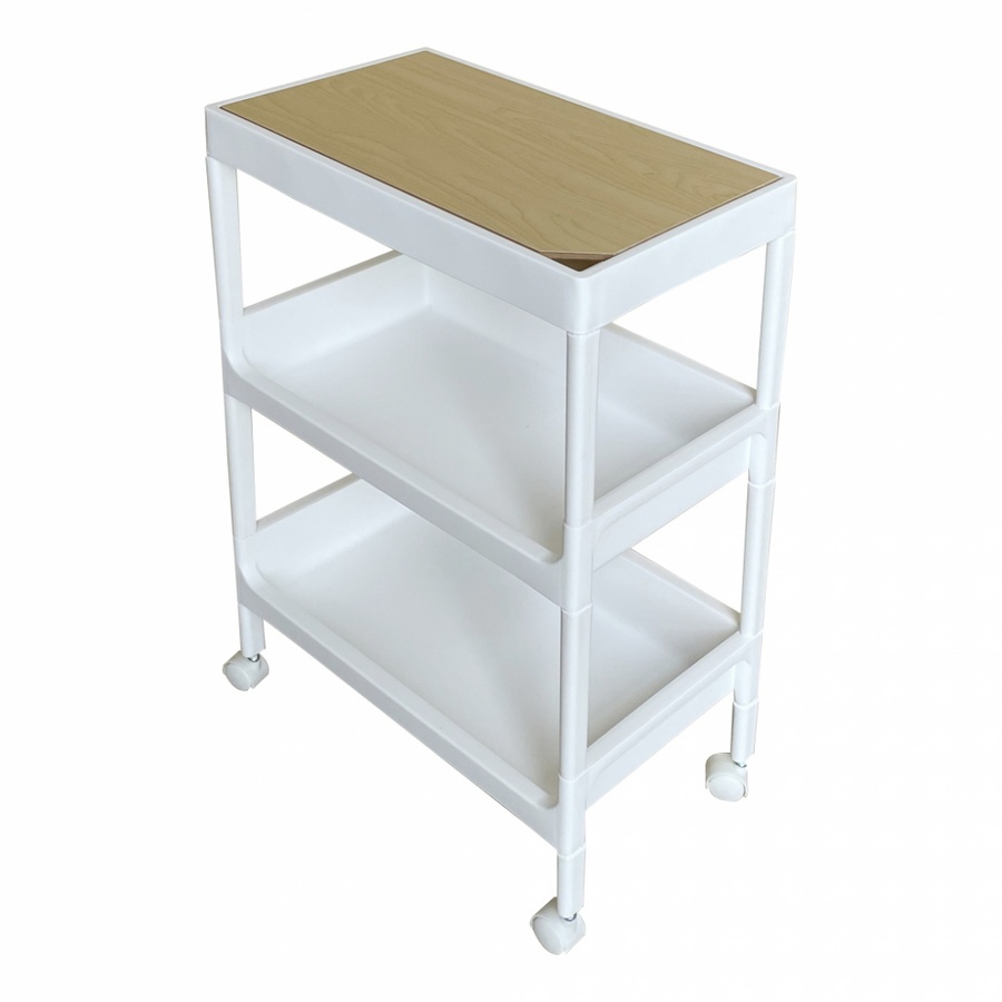 GOME ชั้นวางพลาสติกท็อปไม้ 3 ชั้น รุ่น GD615WH ขนาด 40X26X61.5 CM. สีขาว
