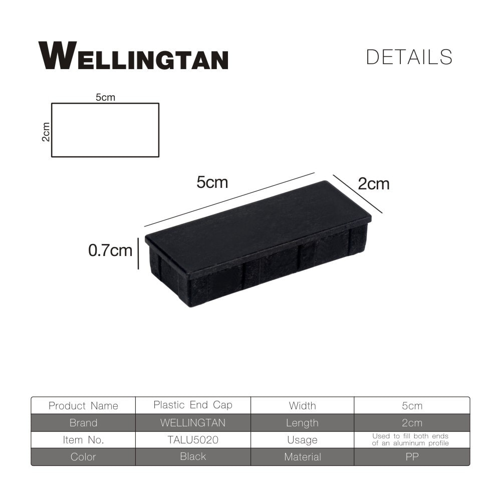 WELLINGTAN ฝาปิดกล่องอะลูมิเนียม TALU5020 5x2x0.7ซม. สีดำ