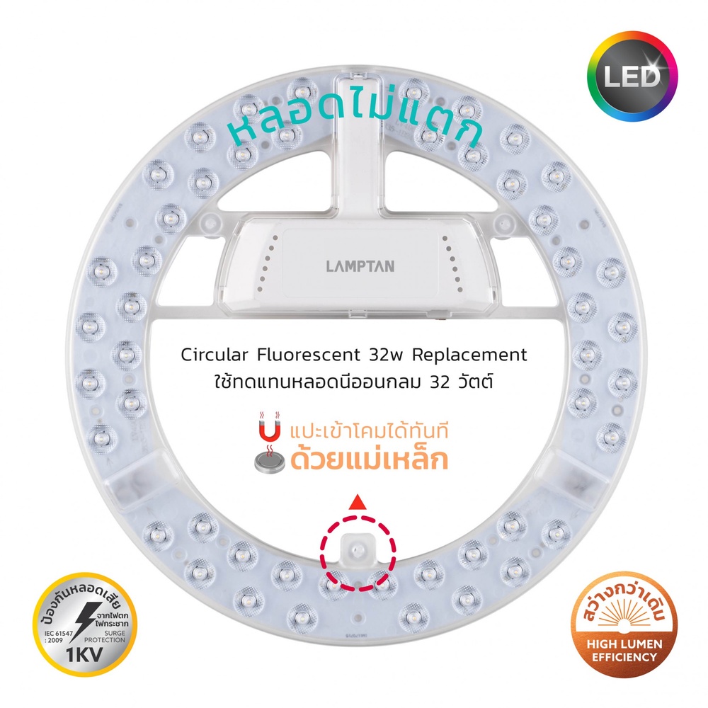 LAMPTAN หลอดไฟเพดาน แผงแม่เหล็ก LED LENS 42W แสงเดย์ไลท์