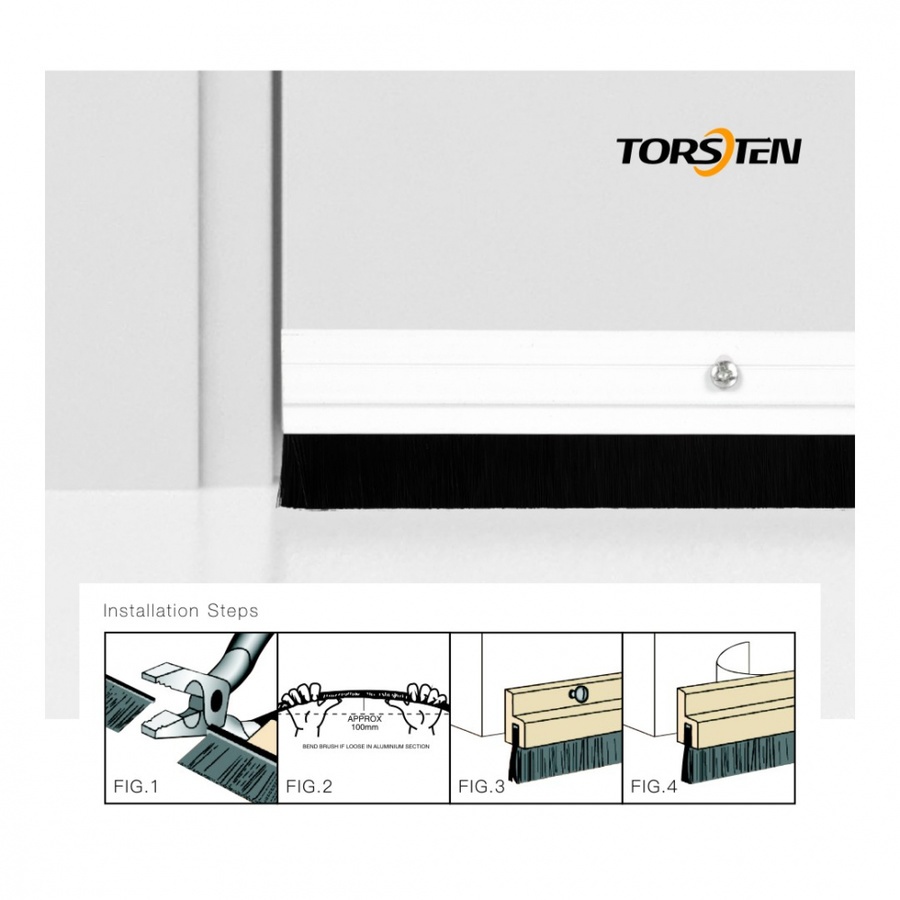 TORSTEN เส้นกันแมลงอะลูมิเนียม แถบขนแปรง รุ่น KZT011-WH 100ซม. สีขาว