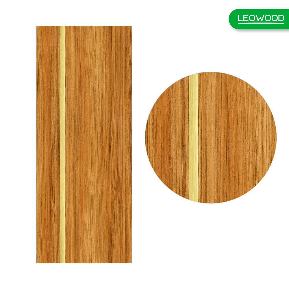 ประตู iDoor Premium Metal Line IPM72 เส้นกลาง/สีทอง 1เส้น 90x200 ซม.สี Brazilian teak LEOWOOD