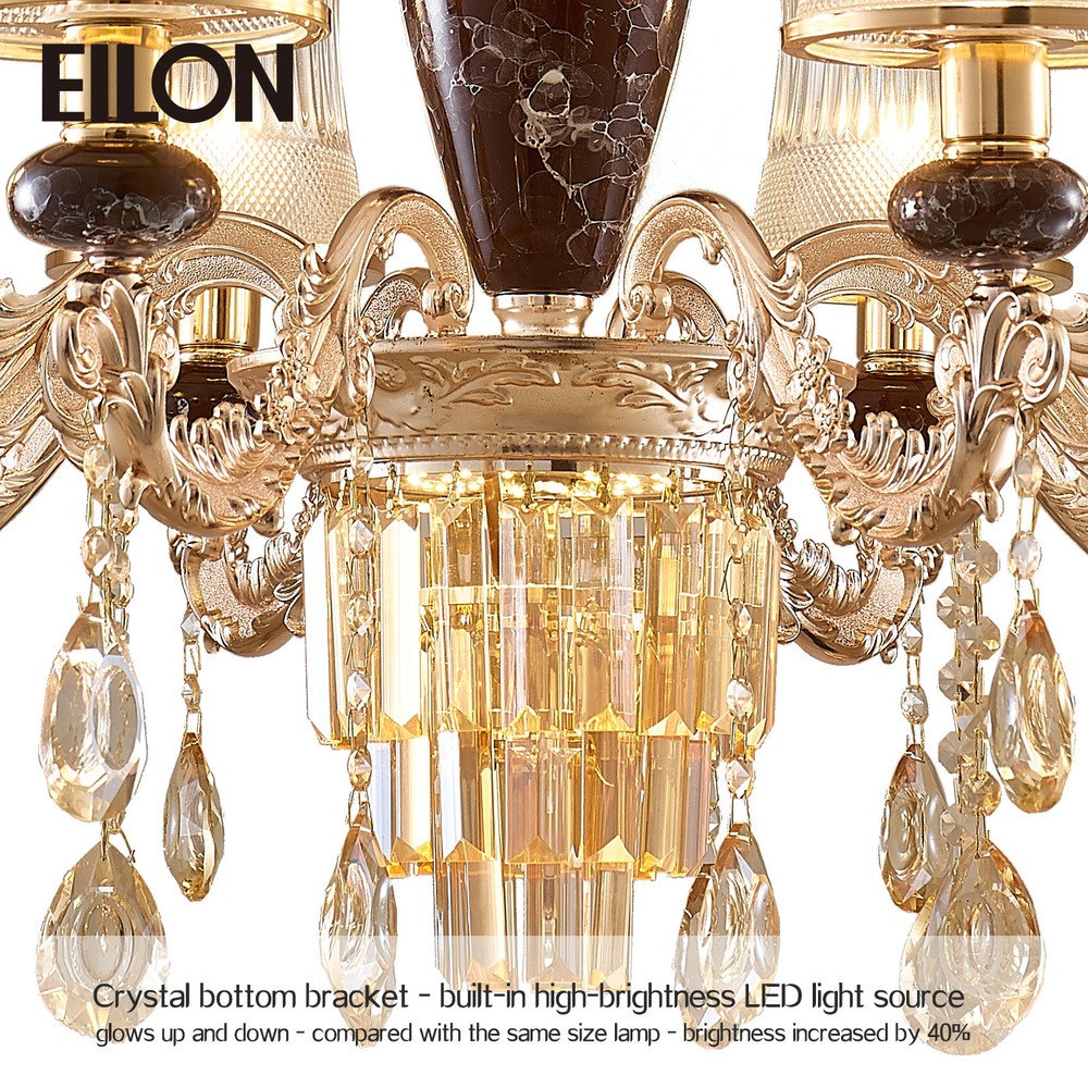 EILON โคมไฟเพดานคริสตัล 48W LED 8หลอด แสงคูลไวท์ รุ่น LD760/8