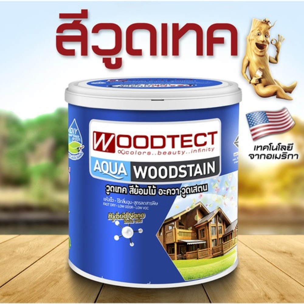 Woodtect วูดเทค อะควา เดดกิ้งสเตน AD-504 ด้าน 1กล. สีไม้วอลนัท