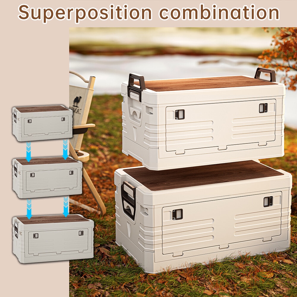GOME กล่องเก็บของบานเปิดพับได้ท็อปไม้ Campo 2030-1S ขนาด 29.5x47.5x24 ซม. สีขาว
