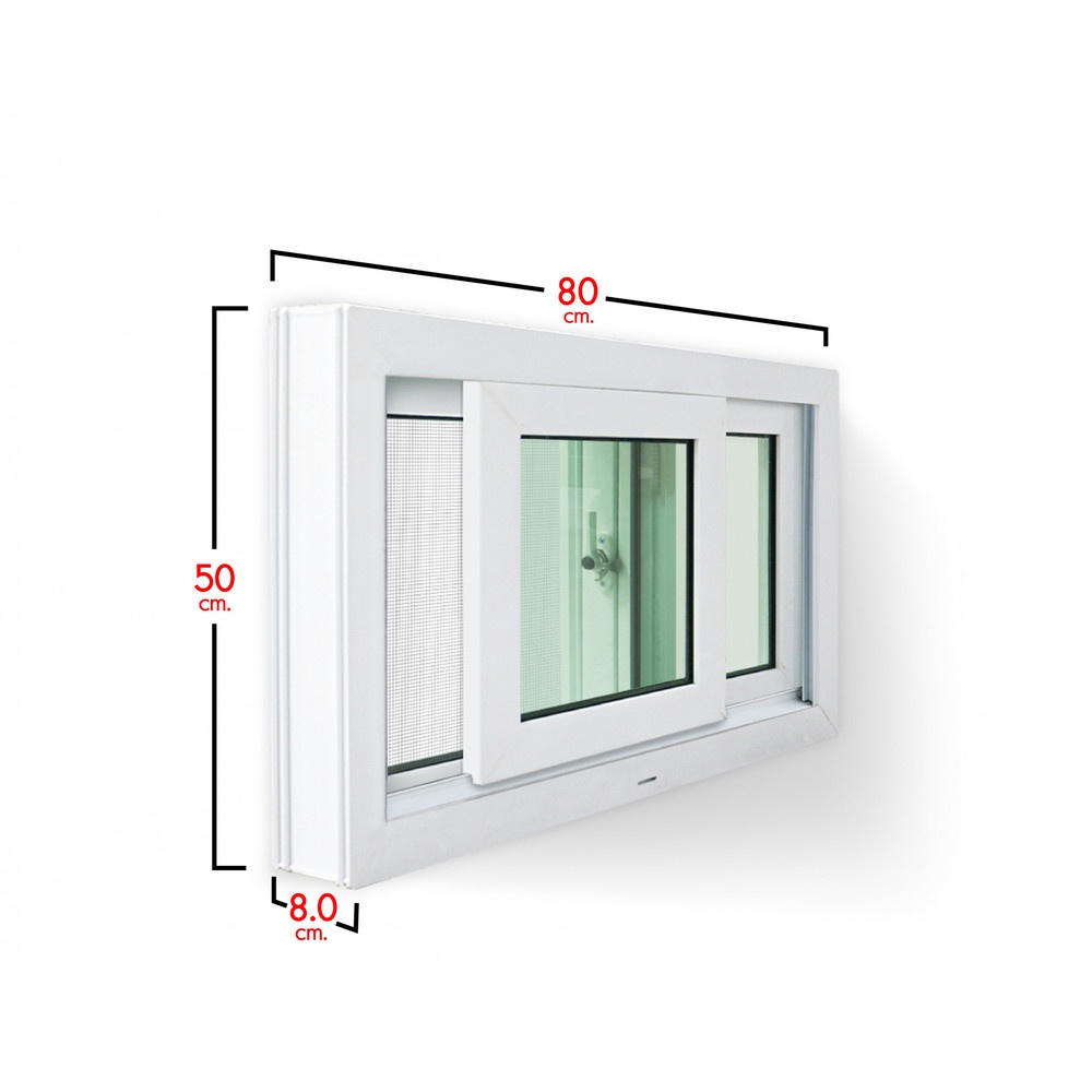 RAKANGTHONG หน้าต่างบานเลื่อน UPVC 80x50 cm.สีขาว