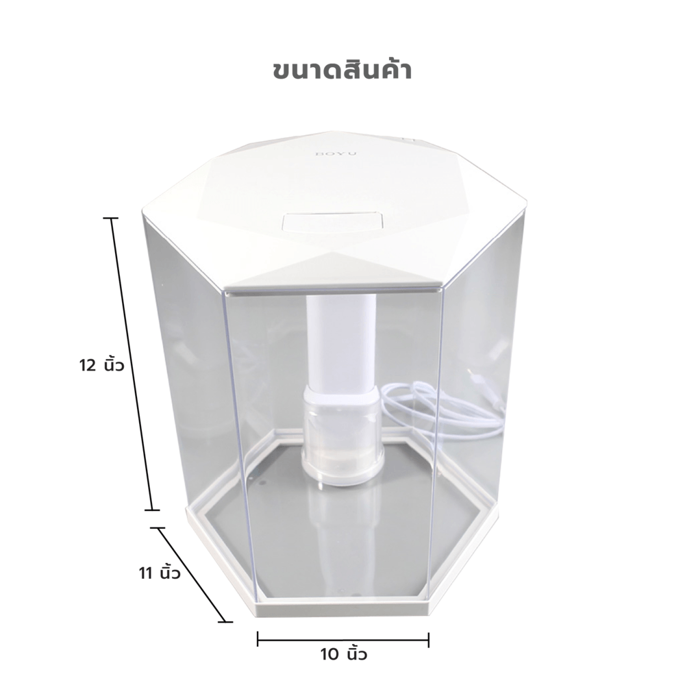BOYU ชุดAquariumตู้ปลา6มุมพร้อมระบบกรองน้ำ รุ่นDY-4 ขนาดตู้11ลิตร ก10ย11ส12นิ้ว สีขาว