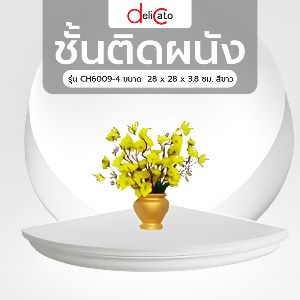 ชั้นไม้ติดผนัง CH6009-4 ขนาด ล28*ก28*ส3.8 ซม. สีขาว