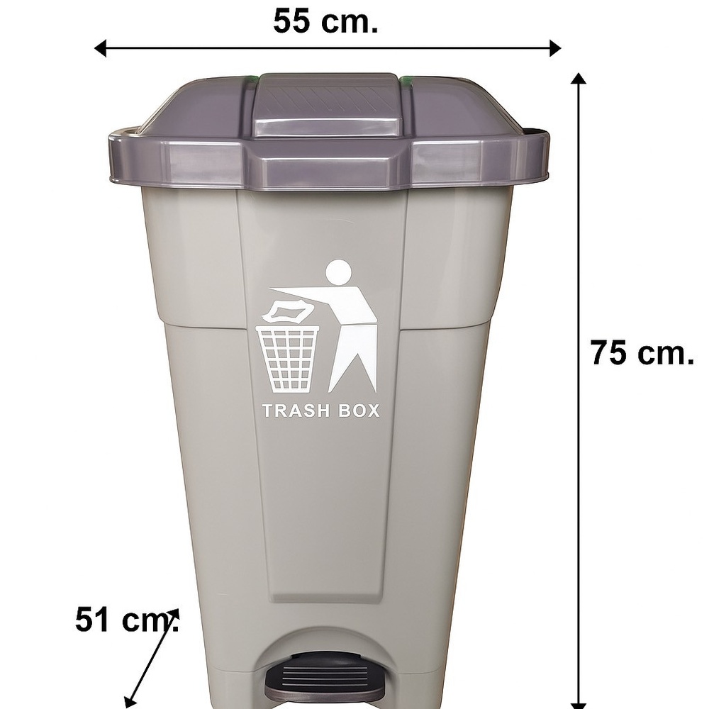 ICLEAN ถังขยะเหยียบทรงเหลี่ยม 80 ลิตร ขนาด 55x51x75 ซม. รุ่น TG55312 สีเทา