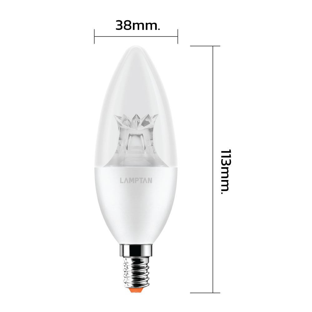 LAMPTAN หลอดไฟ ทรงจำปา LED 4W แสงวอร์มไวท์ รุ่นเบลซ E14