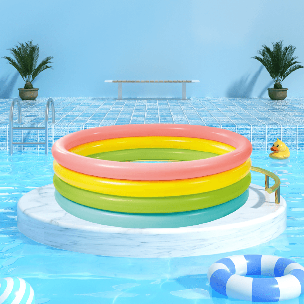 INTEX สระว่ายน้ำเป่าลมทรงกลม รุ่น 56441NP ขนาด 168x168x46 ซม. สีรุ้ง
