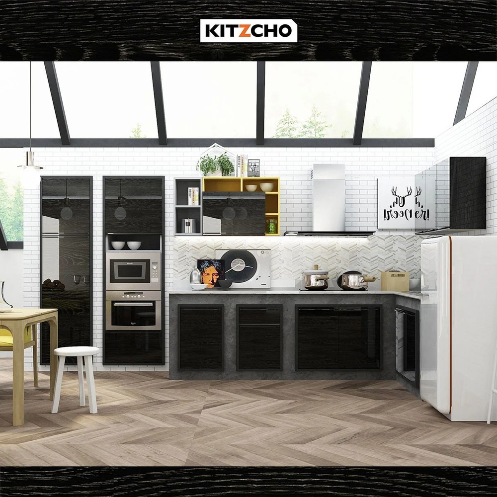 KITZCHO ตู้เข้ามุม 4 เหลี่ยม+ปีกวงกบ KEM-LUR-S-SQ-6030X-DO สีดาร์คโอ๊ค