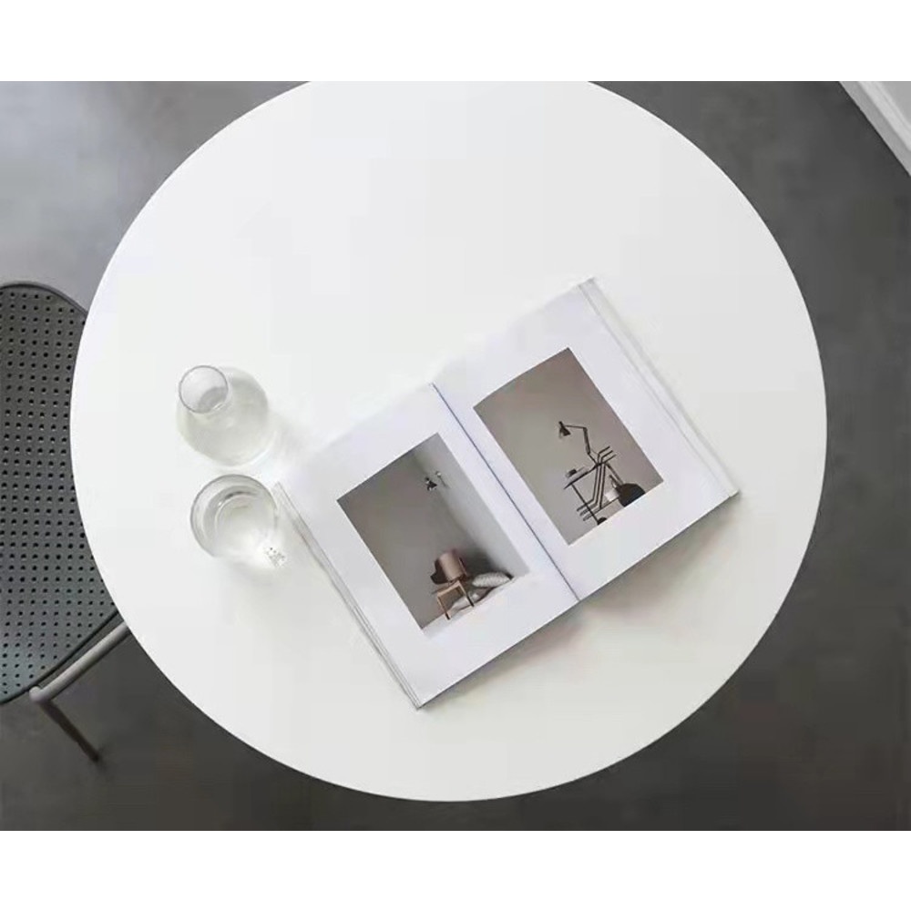 DELICATO โต๊ะบาร์เหล็กทรงกลม รุ่น ARCH-WH ขนาด 60x60x105 ซม. สีขาว