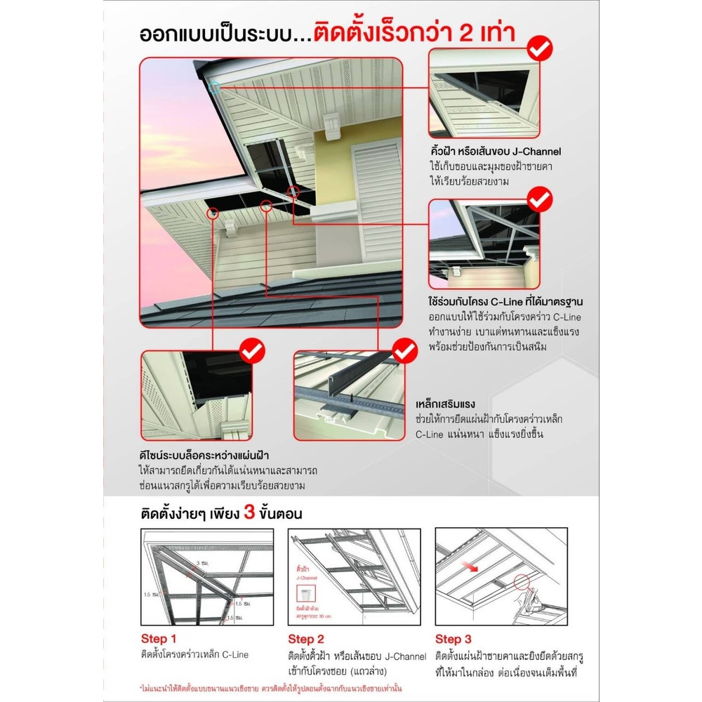 SCG ชุดฝ้า รุ่นระบายอากาศ 3ลอนSCG 300ซม. สีขาว