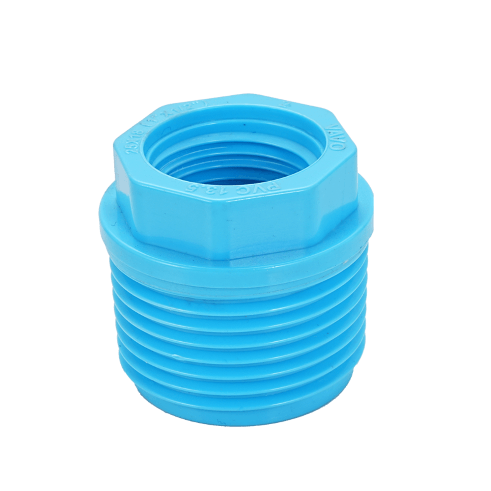 VAVO ข้อต่อลดเหลี่ยม หนา 1x1/2"(25x18) สีฟ้า