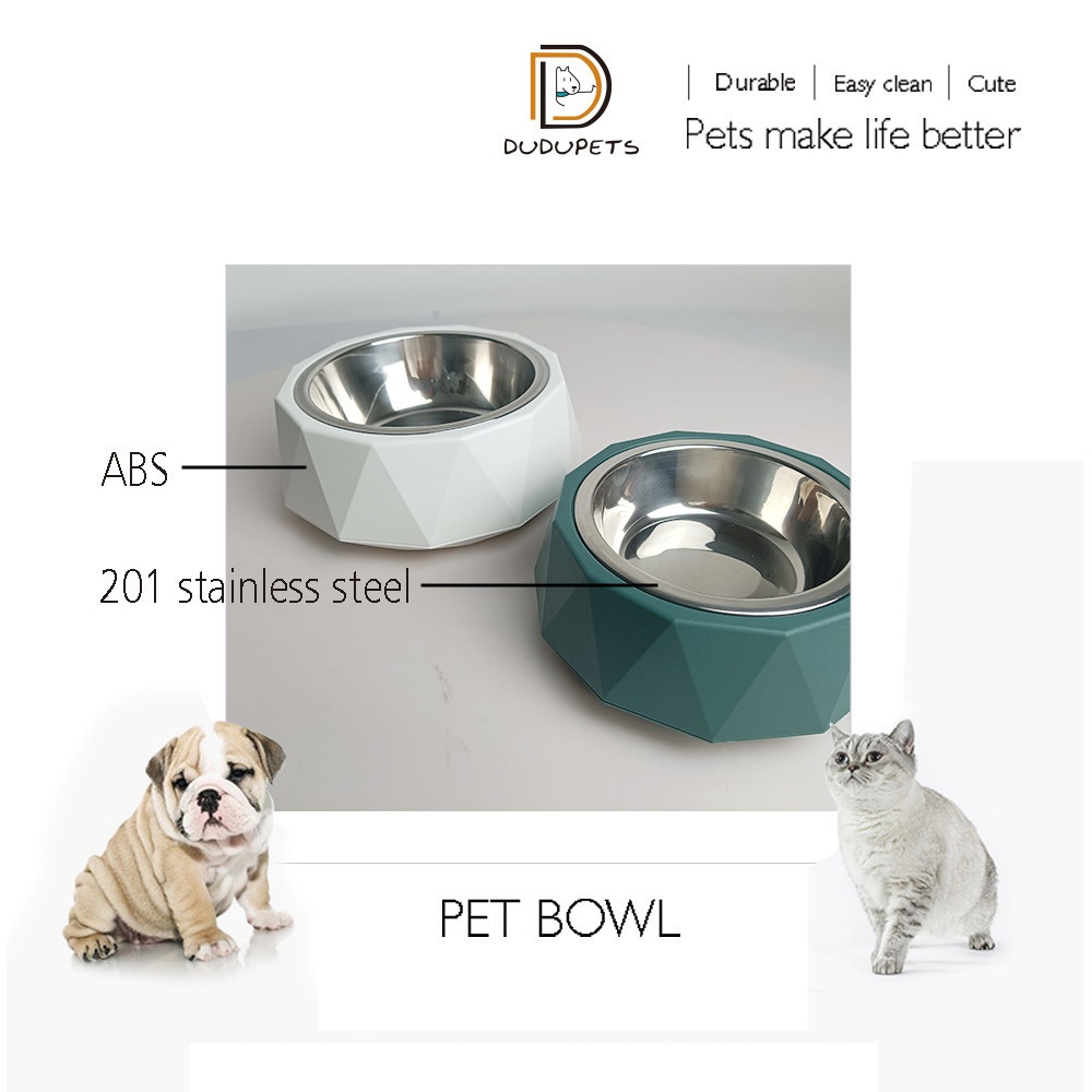 DUDUPETS ชามอาหารสัตว์เลี้ยงสเตนเลส 18.5x7.2ซม. รุ่น COCHO-07 สีขาว
