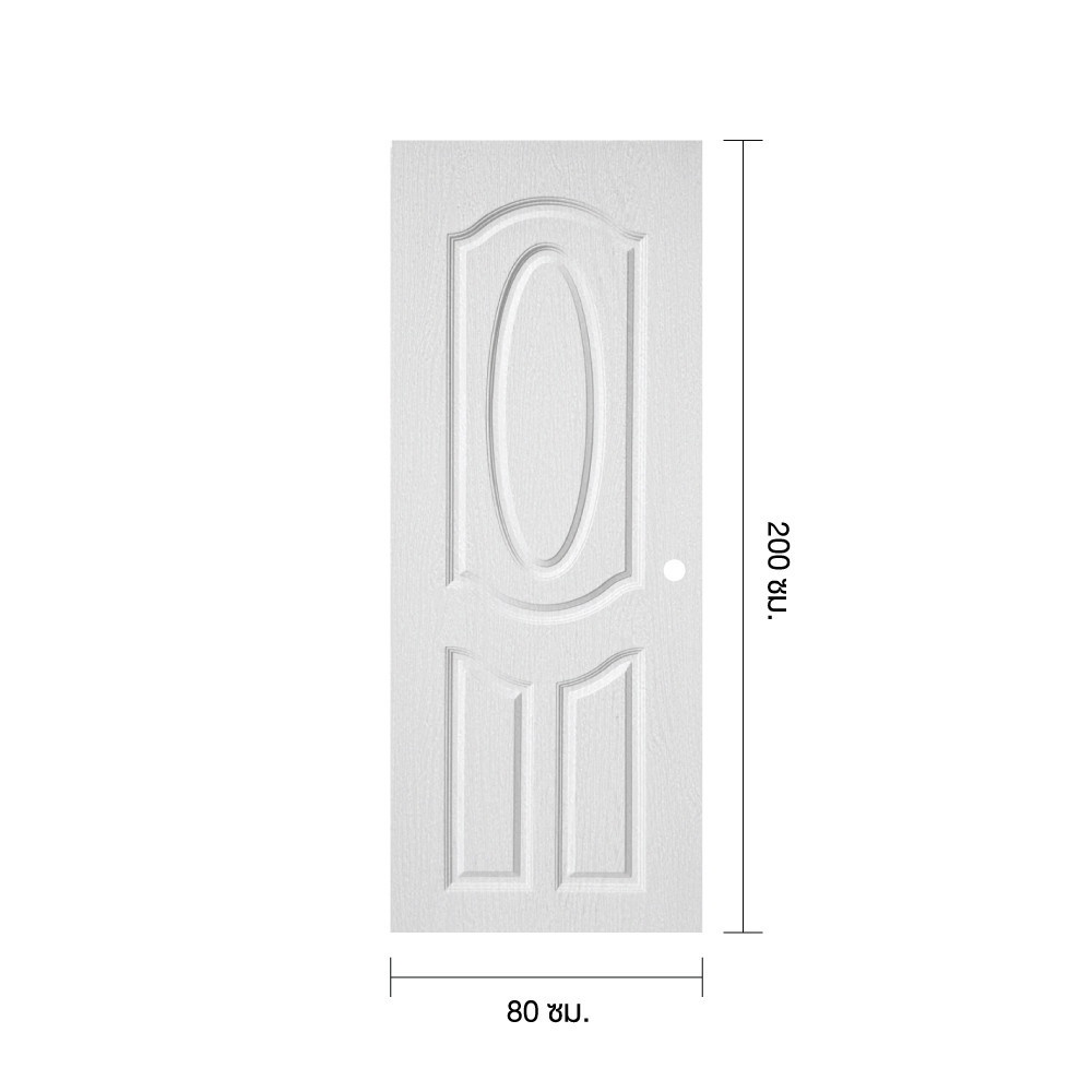 WELLINGTAN ประตู UPVC รุ่น WT004N (สำหรับใช้ภายนอก) ลูกฟัก ขนาด 80x200 ซม. สีขาว (เจาะลูกบิด)